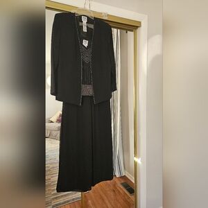 Black 3-Piece Beaded Wide Leg Pantsuit